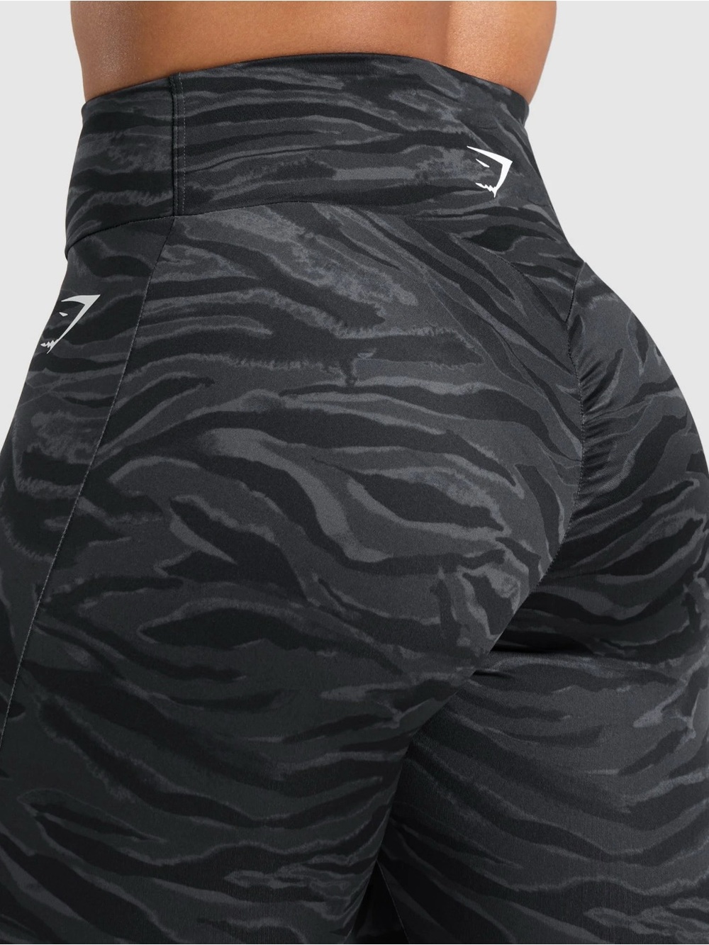 Gymshark Adapt Ruched Bum Seamless Leggings Black Animal Zebra Print Size Medium